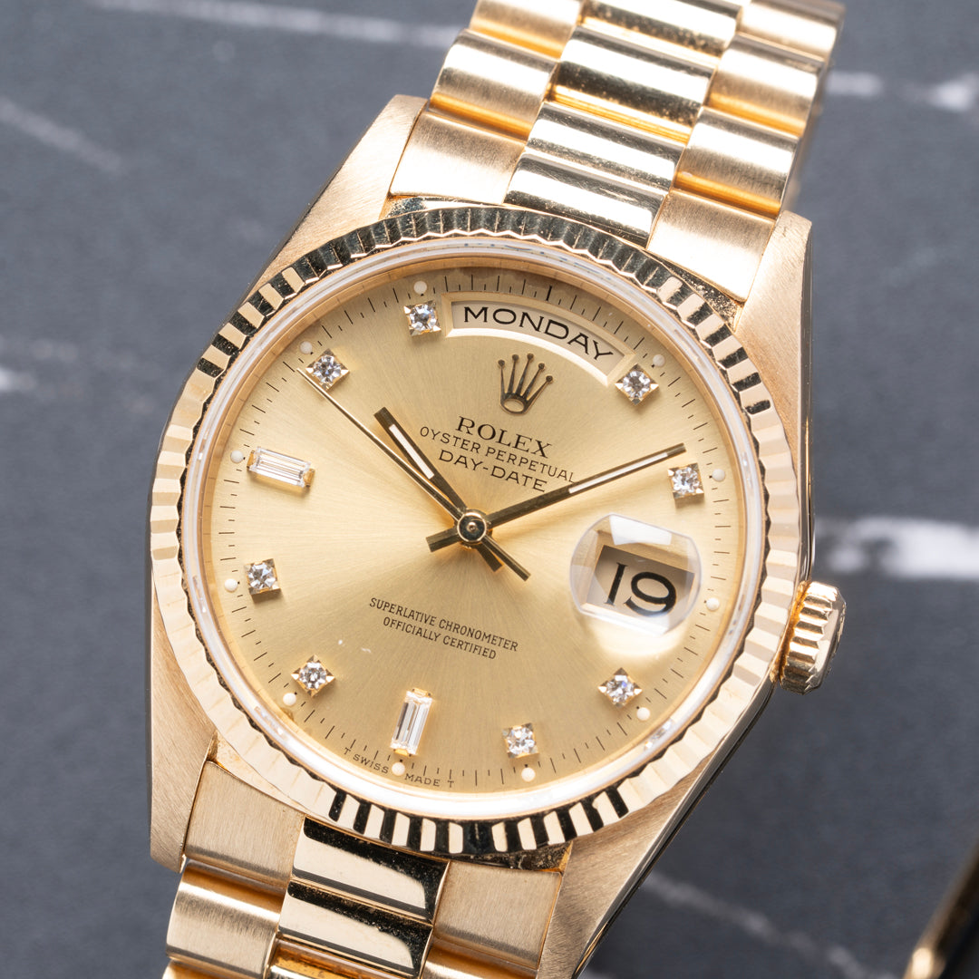 1990 Rolex Day-Date Ref. 18238 with Diamond Dial
