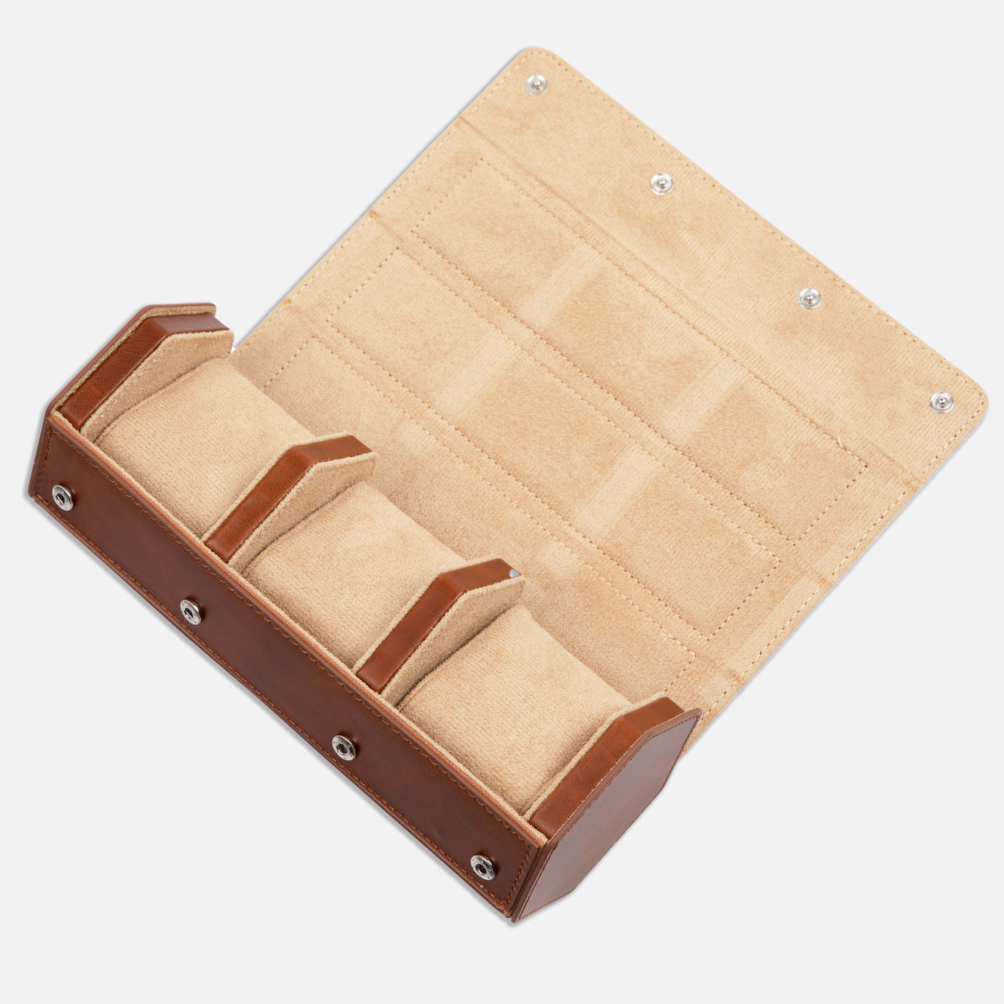 The Hex Leather Three Watch Roll