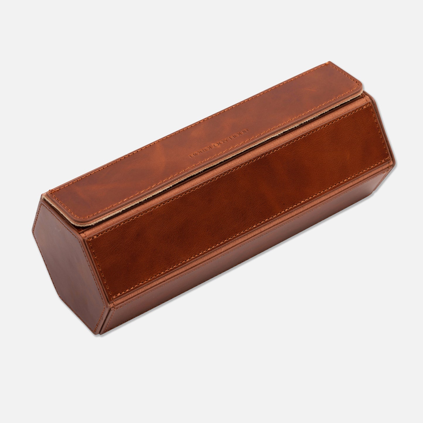 The Hex Leather Three Watch Roll