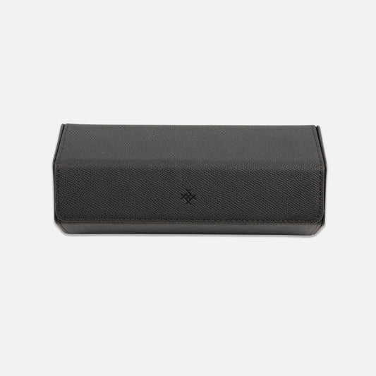 The Hex 2.0 Leather Three Watch Roll in Black