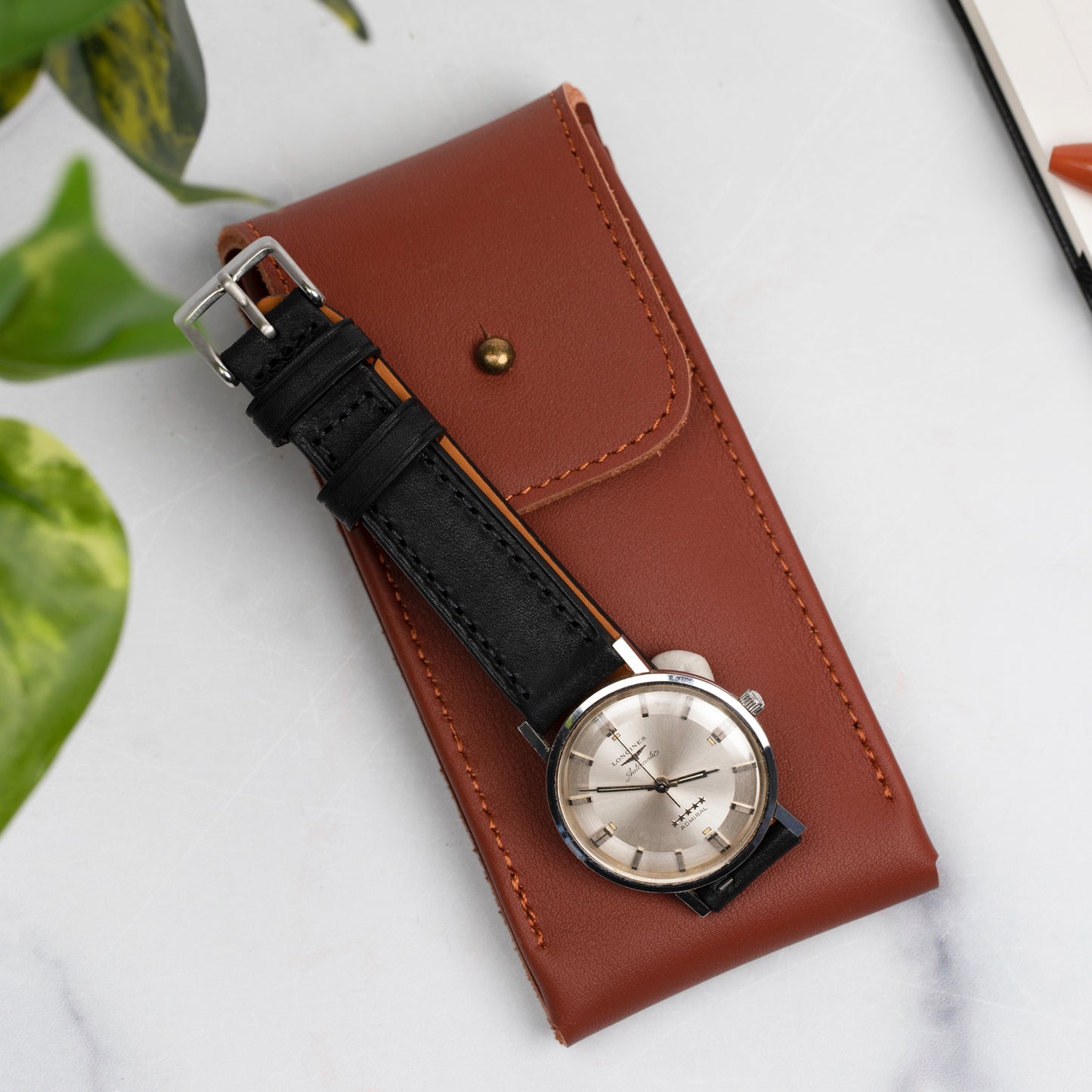 The Lorient Nappa Leather Watch Pouch In Brown
