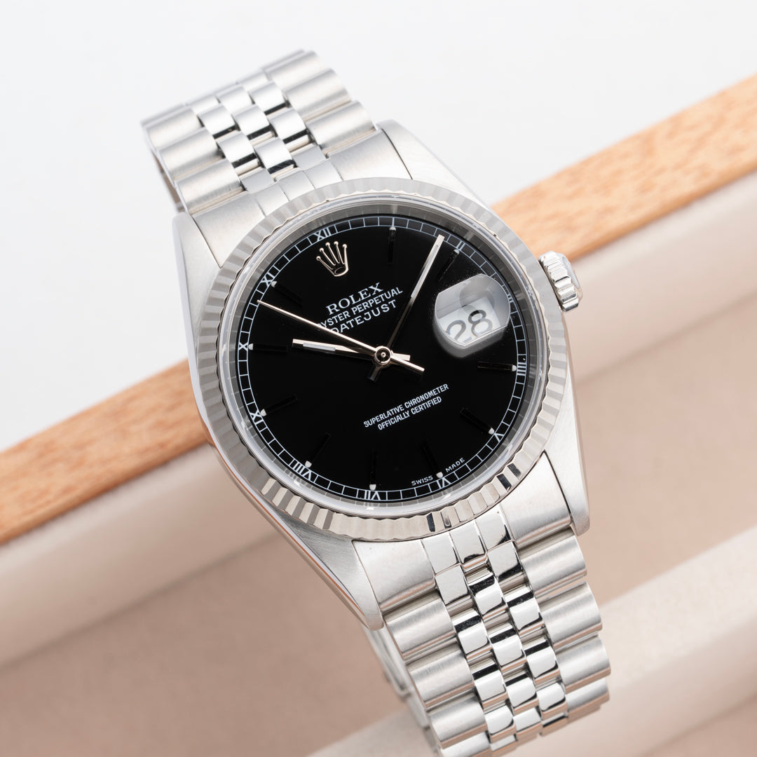 1999 Rolex Datejust Ref. 16234 Black Stick Dial