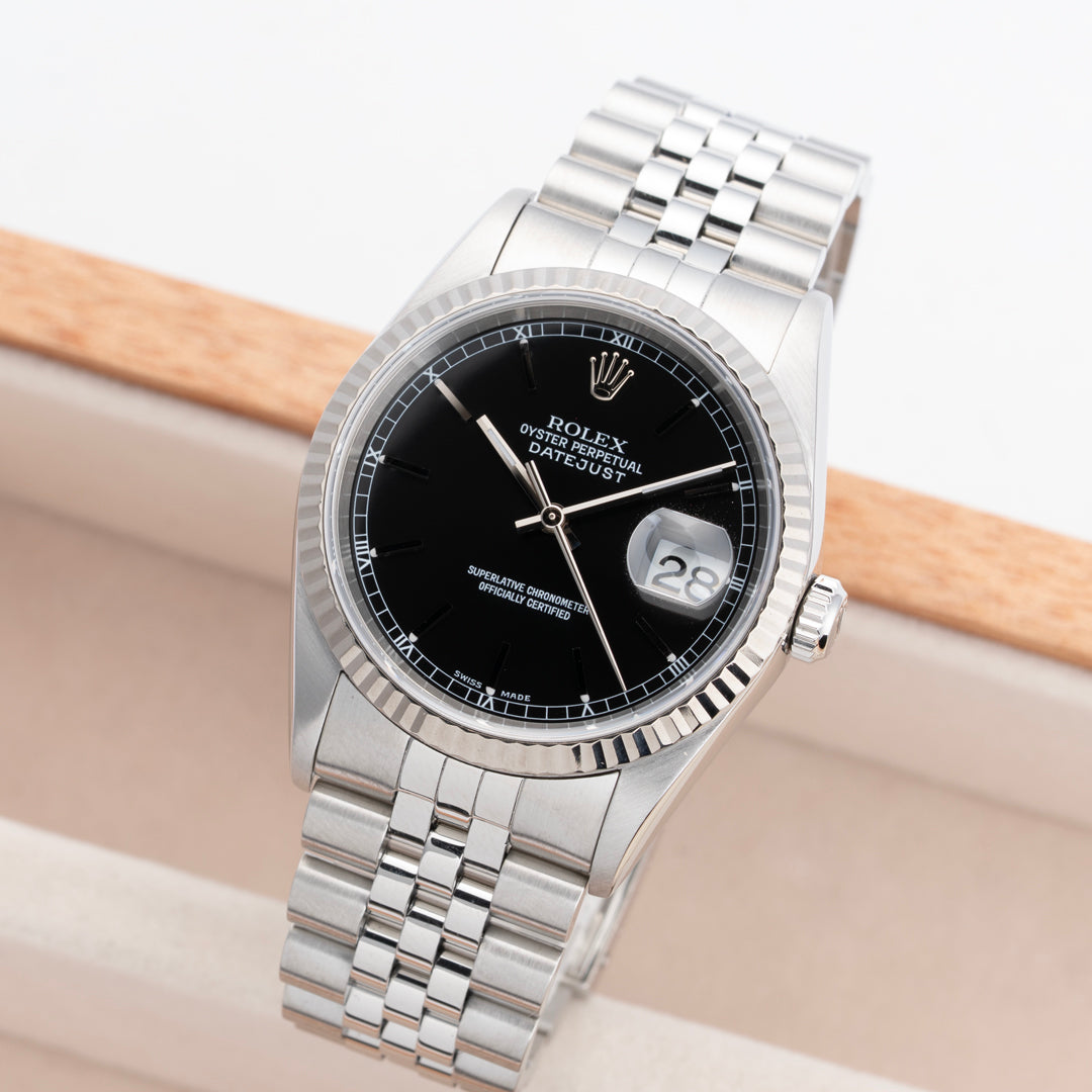 1999 Rolex Datejust Ref. 16234 Black Stick Dial