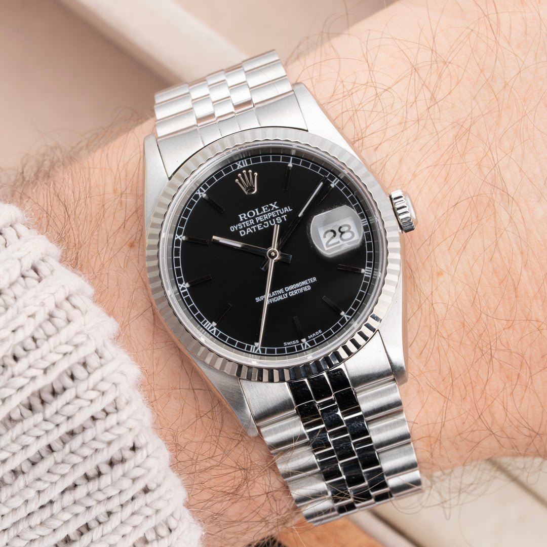 1999 Rolex Datejust Ref. 16234 Black Stick Dial