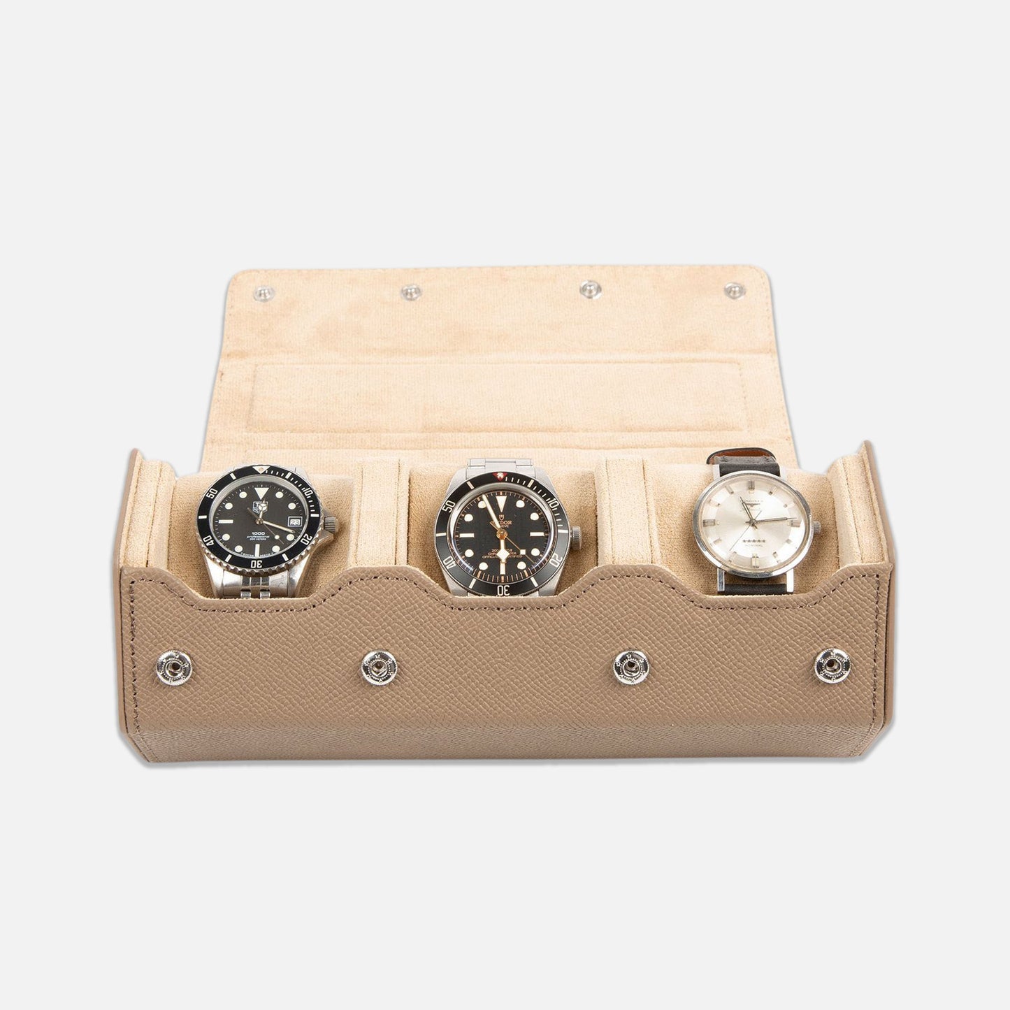 The Hex 2.0 Leather Three Watch Roll in Tan