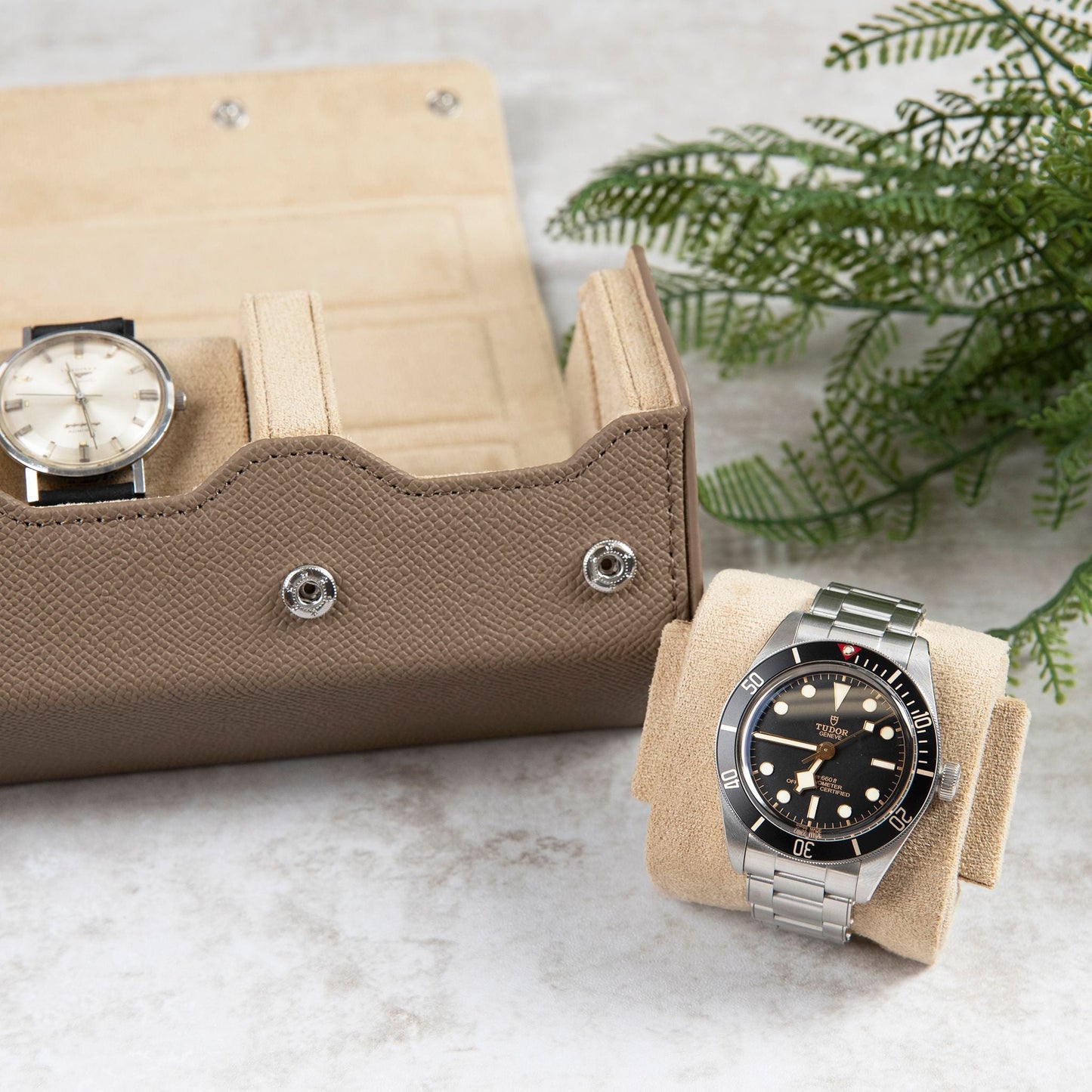 The Hex 2.0 Leather Three Watch Roll in Tan