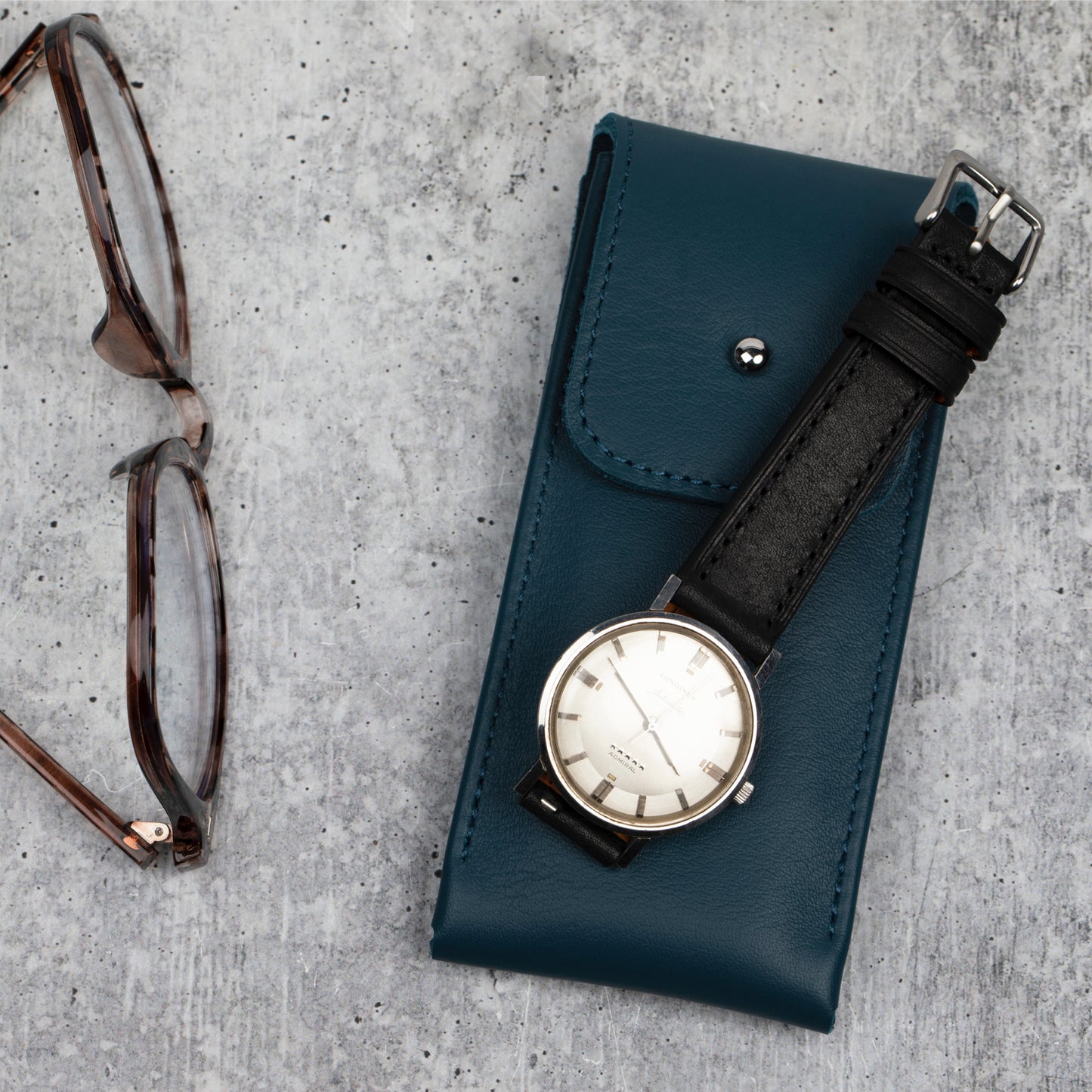 The Lorient Nappa Leather Watch Pouch In Blue